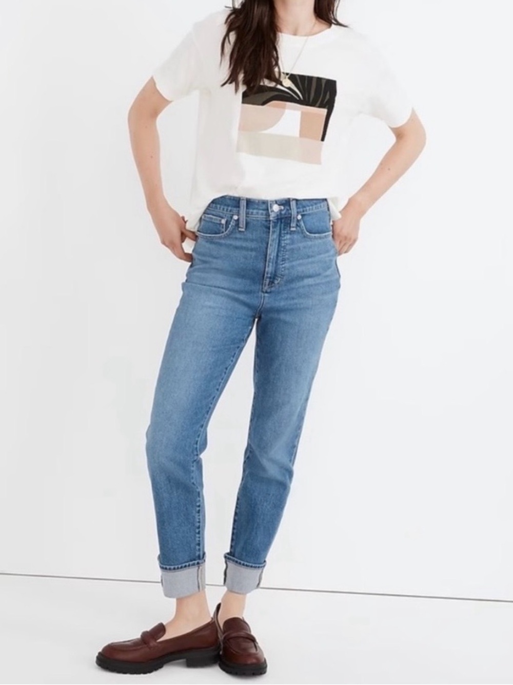 Madewell The Mom Jean High-Rise Women’s Jeans in Medium Blue Wash Size 28